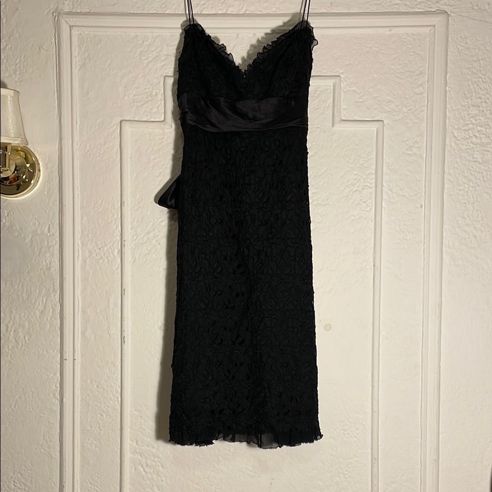 Nicole Miller Collection Elegant Silk Black Lace Dress